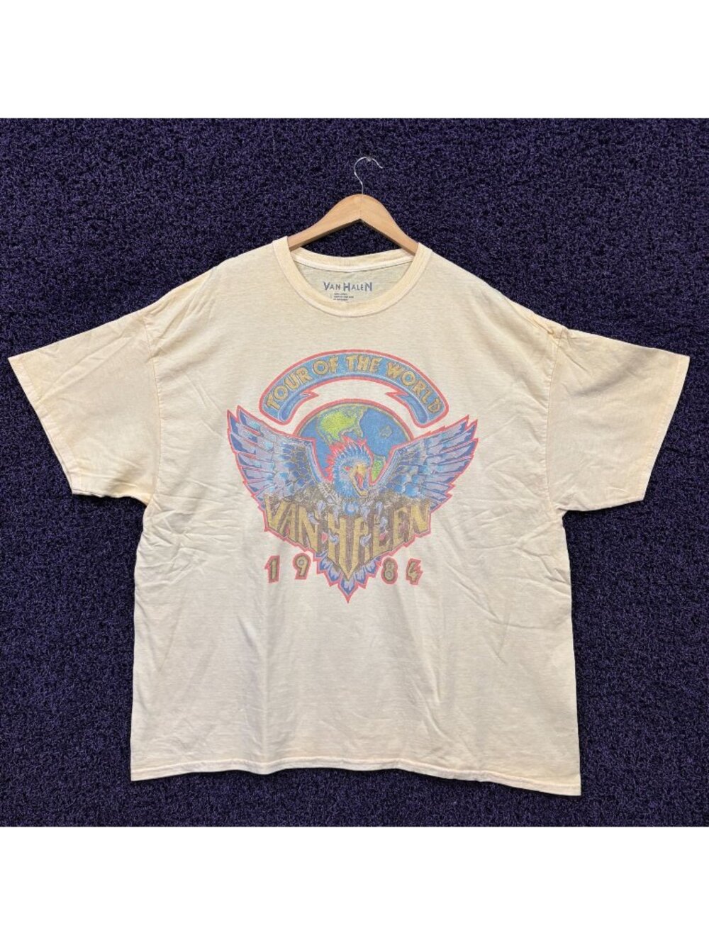Van Halen 1984 UO yellow Oversized T-Shirt Size L/XL